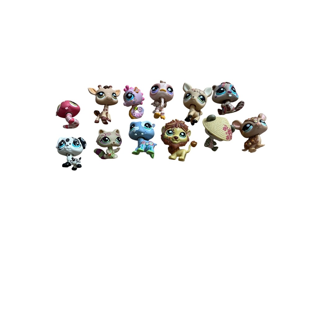 Littlest Pet Shop Postcard Pets Lot of 11 Giraffe Lion Rhino Seahorse Figures